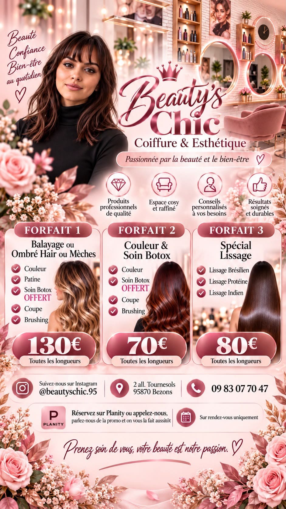 Flyer forfaits balayage, couleur et lissage