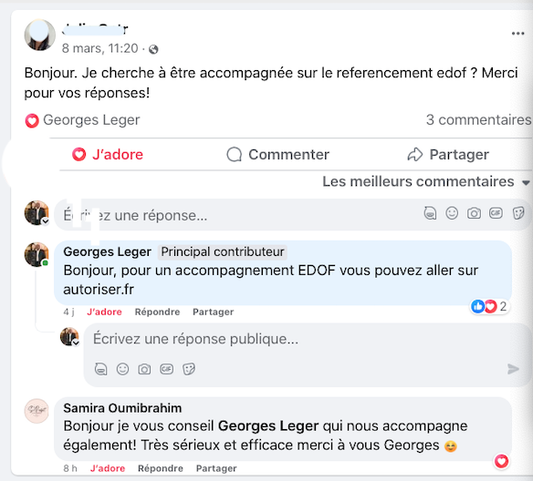 Recommandation d'une formatrice